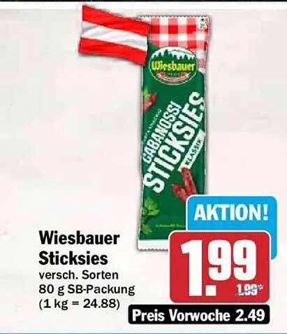 Wiesbauer Sticksies versch. Sorten 80 g SB-Packung (1 kg = 24.88)