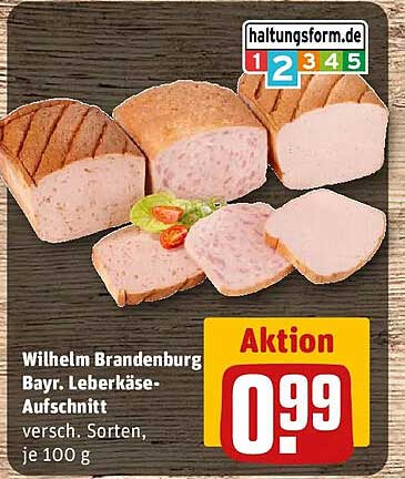 Wilhelm Brandenburg Bayr. Leberkäse-Aufschnitt, versch. Sorten, je 100 g