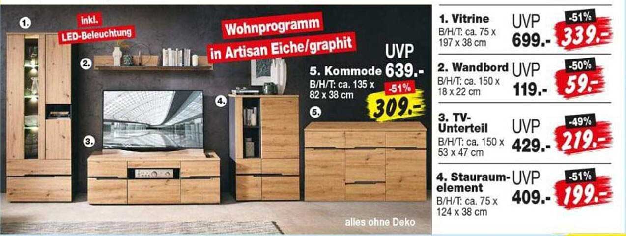 Wohnprogramm in Artisan Eiche/graphit