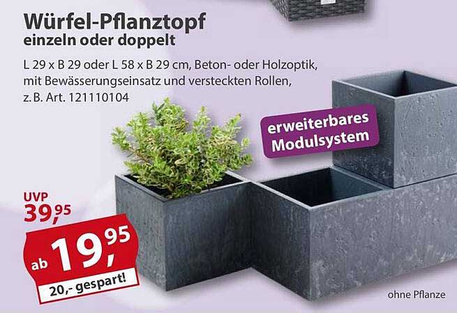 Würfel-Pflanztopf einzeln oder doppelt