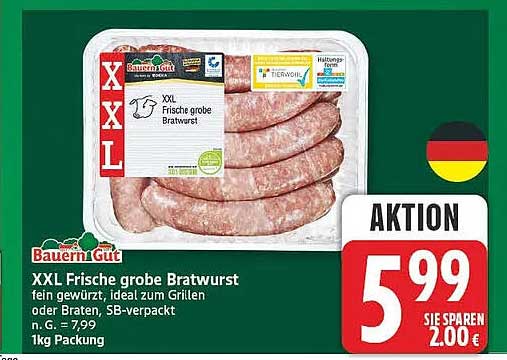 XXL Frische grobe Bratwurst