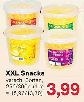 XXL Snacks versch. Sorten, 250/300 g (1 kg = 15,96/13,30)