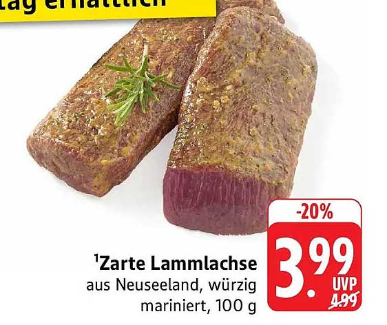 Zarte Lammlachse aus Neuseeland, würzig mariniert, 100 g