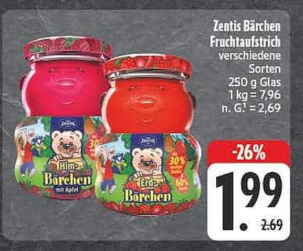 Zentis Bärchen Fruchtaufstrich verschiedene Sorten 250 g Glas