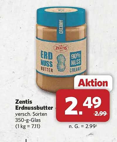 Zentis Erdnussbutter versch. Sorten 350-g-Glas (1 kg = 7.11)