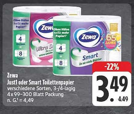 Zewa Just1 oder Smart Toilettenpapier