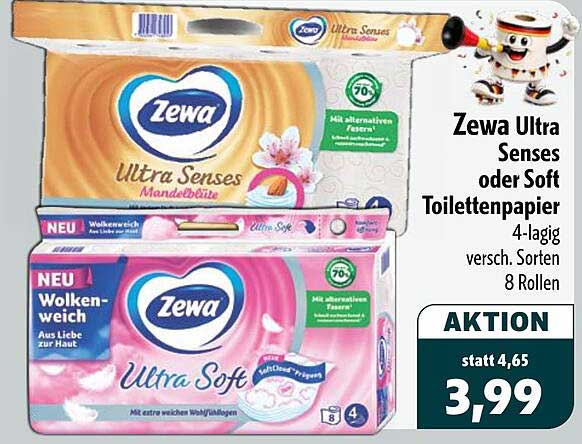 Zewa Ultra Senses oder Soft Toilettenpapier