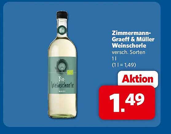 Zimmermann-Graef & Müller Weinschorle versch. Sorten 1 l (1 l = 1,49)