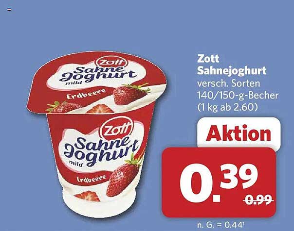 Zott Sahnejoghurt versch. Sorten 140/150-g-Becher (1 kg ab 2.60)