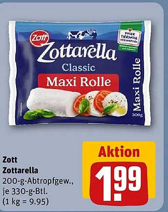 Zott Zottarella 200-g-Abtropfgew., je 330-g-Btl. (1 kg = 9.95)