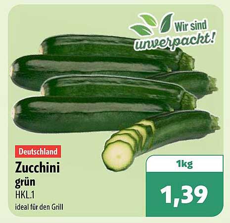 Zucchini grün HKL.1 ideal für den Grill