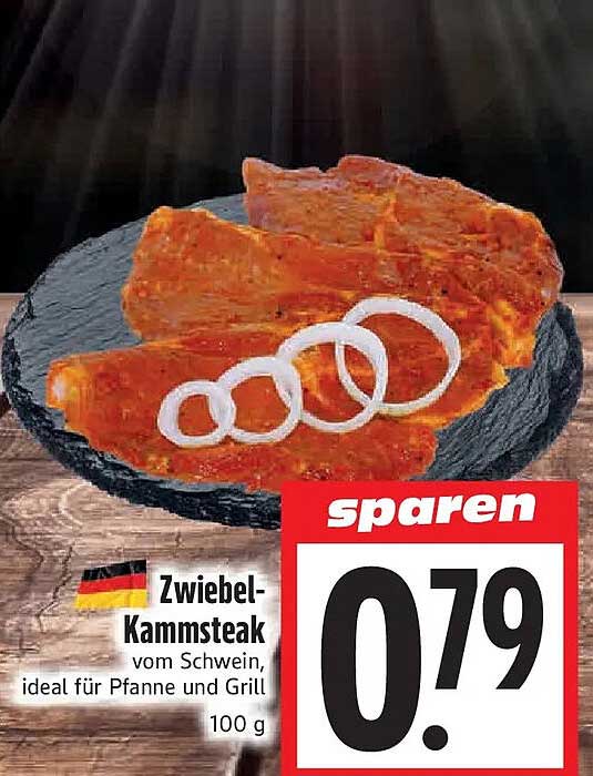 Zwiebel-Kammsteak vom Schwein, ideal für Pfanne und Grill 100 g