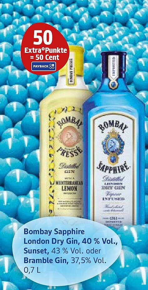 Bombay Sapphire London Dry Gin, Sunset oder Bramble Gin, 0,7 L