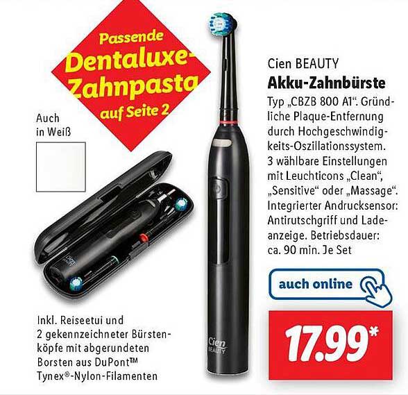 Cien BEAUTY Akku-Zahnbürste Typ „CBZB 800 A1“
