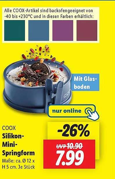COOX Silikon-Mini-Springform mit Glasboden