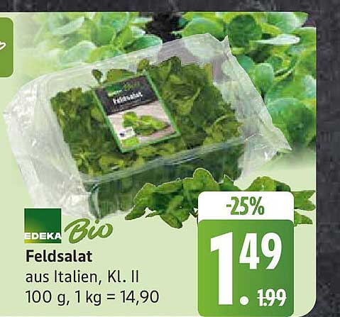 Edeka Bio Feldsalat aus Italien, Kl. II