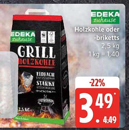 EDEKA Holzbriketts oder Grillkohlen 2,5 kg