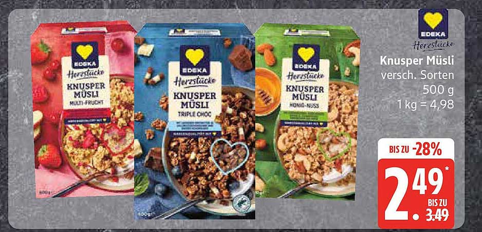 Edeka Knusper Müslis – verschiedene Sorten 500 g