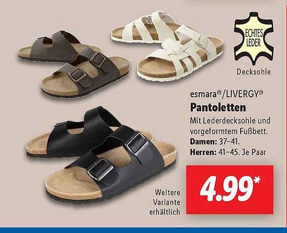 esmara®/LIVERGY® Pantoletten mit Lederdecksohle
