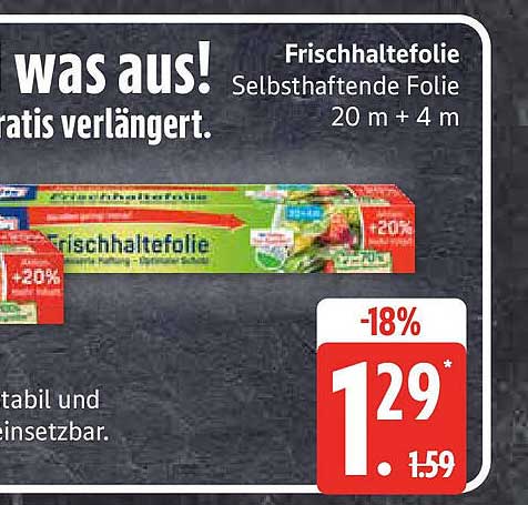 Frischhaltefolie Selbsthaftende Folie 20 m + 4 m