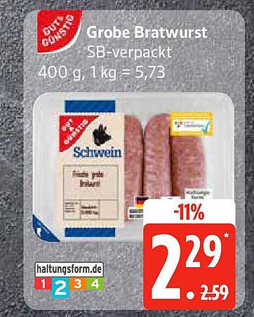 Grobe Bratwurst SB-verpackt 400 g
