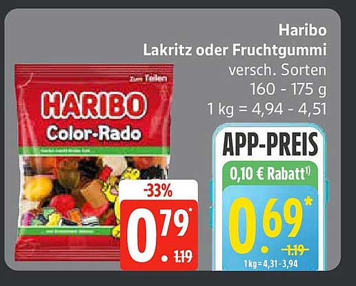 Haribo Lakritz oder Fruchtgummi, 160 - 175 g, versch. Sorten