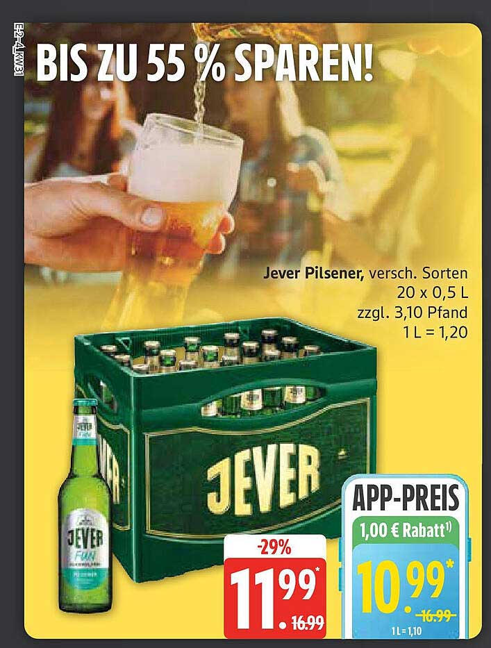 Jever Pilsener, versch. Sorten 20 x 0,5 L