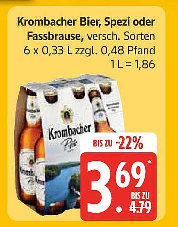 Krombacher Bier, Spezi oder Fassbrause – verschiedene Sorten
