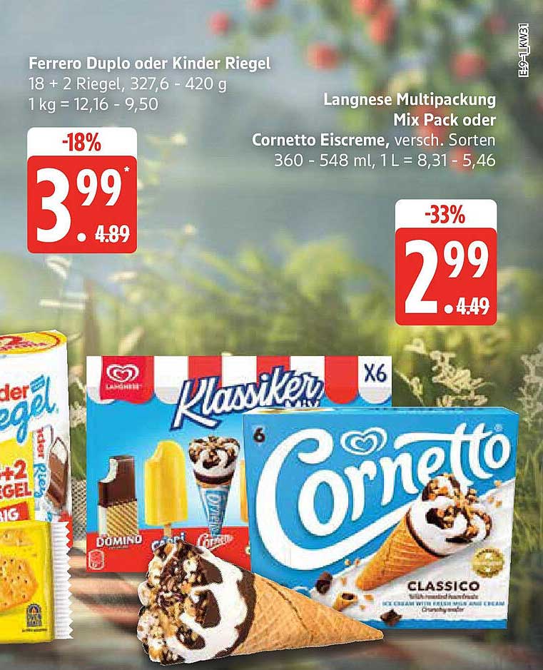Langnese Multipackung Mix Pack oder Cornetto Eiscreme, verschiedene Sorten, 360 - 548 ml