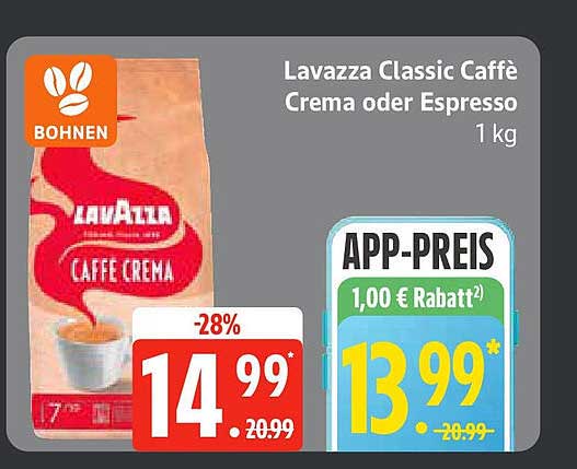Lavazza Classic Caffè Crema oder Espresso 1 kg