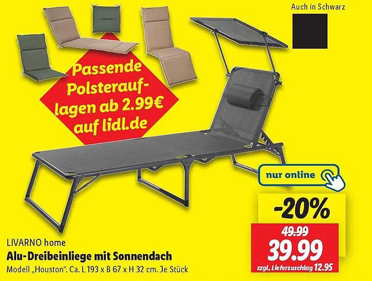 LIVARNO home Alu-Dreibeinliege mit Sonnendach