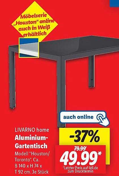 LIVARNO home Aluminium-Gartentisch Modell 'Houston/Toronto'