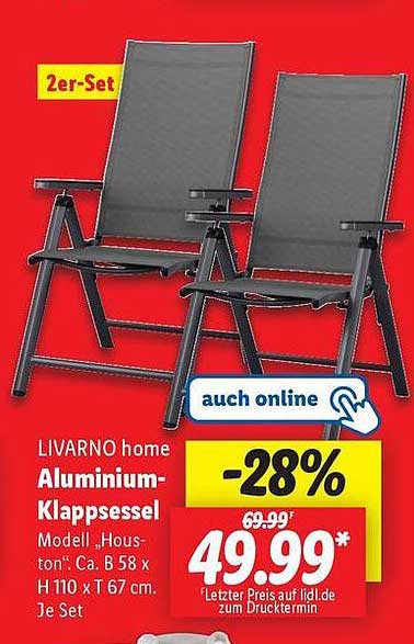 LIVARNO home Aluminium-Klappsesseln im 2er-Set