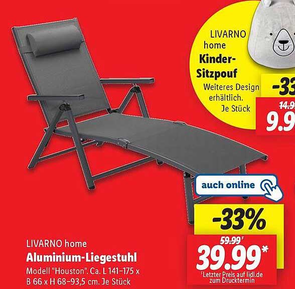 LIVARNO home Aluminium-Liegestuhl Modell 'Houston'