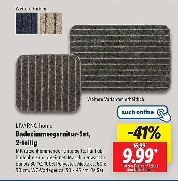LIVARNO home Badezimmergarnitur-Set, 2-teilig