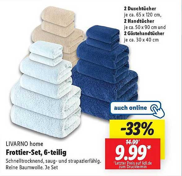 LIVARNO home Frottier-Set, 6-teilig