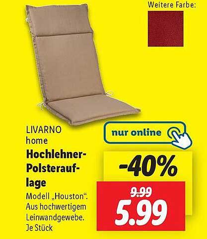 LIVARNO home Hochlehner-Polsterauflage Modell 'Houston'