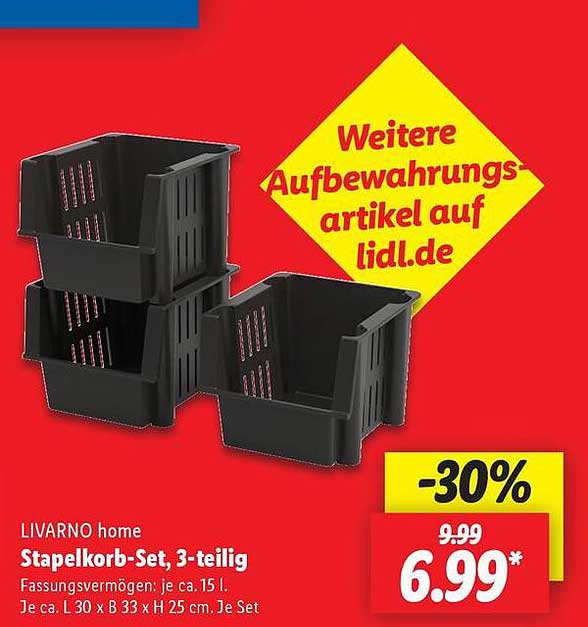 LIVARNO home Stapelkorb-Set, 3-teilig