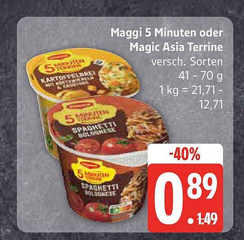 Maggi 5 Minuten oder Magic Asia Terrine, verschiedene Sorten