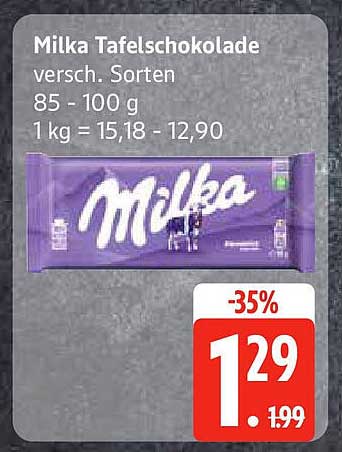 Milka Tafelschokolade verschieden. Sorten 85 - 100 g