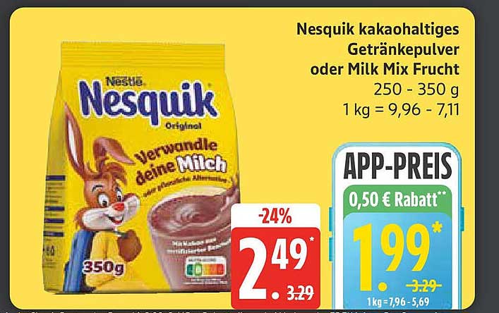 Nesquik kakaohaltiges Getränkepulver oder Milk Mix Frucht 250 - 350 g