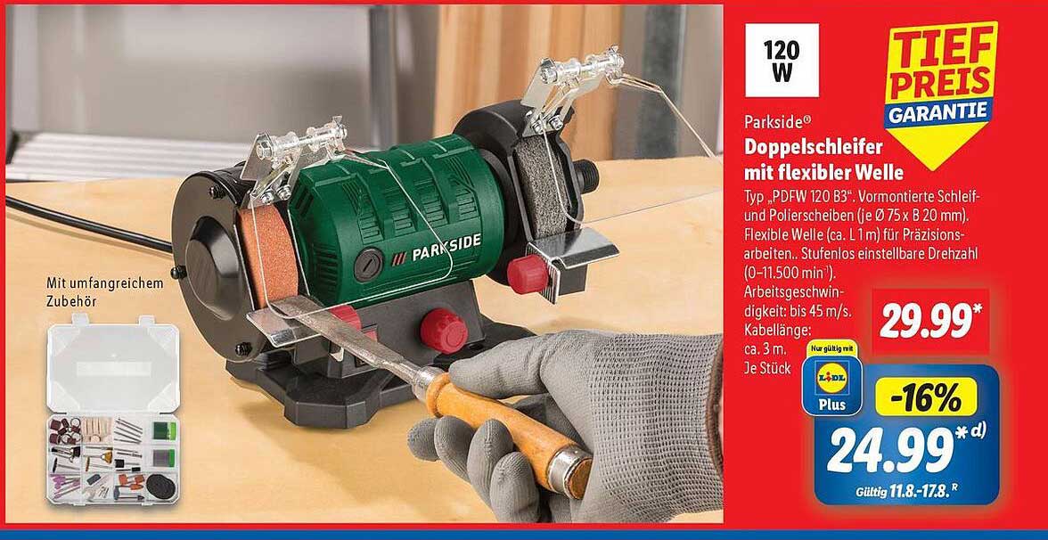 Parkside Doppelschleifer mit flexibler Welle