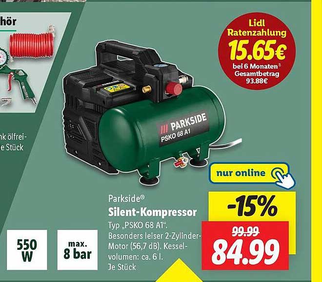 Parkside® Silent-Kompressor Typ PSKO 68 A1