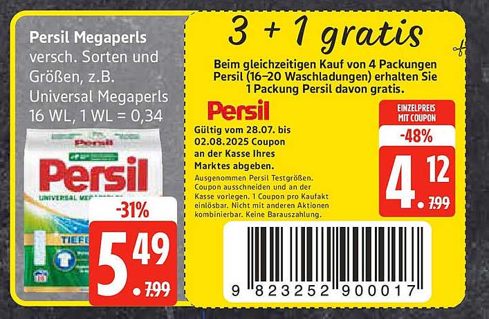Persil Megaperls - 3 + 1 gratis Aktion