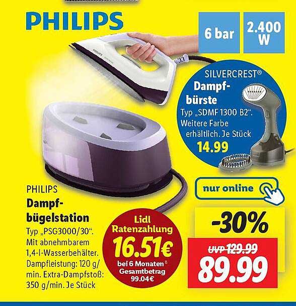 PHILIPS Dampfbügelstation PSG3000/30