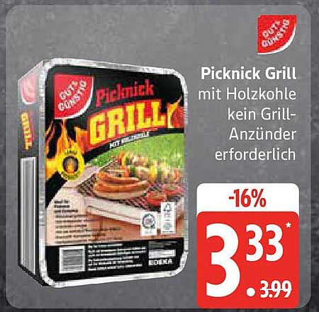 Picknick Grill mit Holzkohle – kein Grill-Anzünder erforderlich