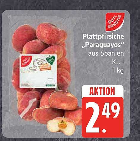 Plattpfirsiche "Paraguayos" aus Spanien - Kl. I, 1 kg