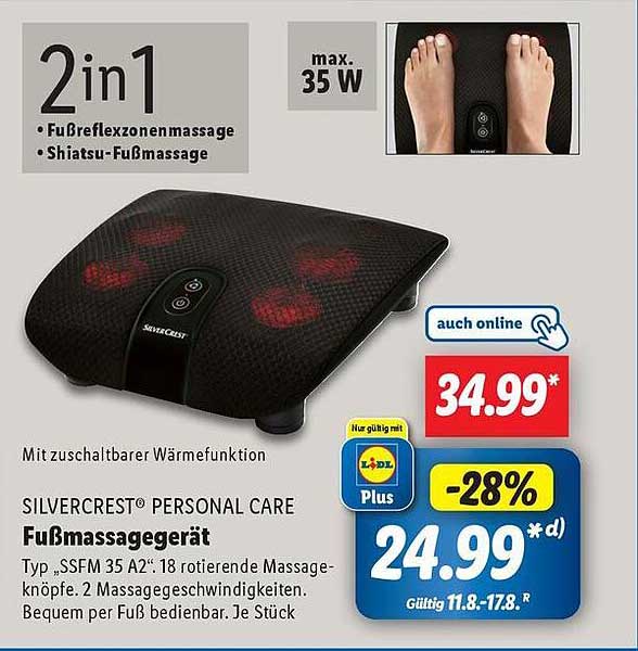 SILVERCREST® PERSONAL CARE Fußmassagegerät 2in1 mit Wärmfunktion