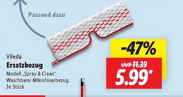 Vileda Ersatzbezug Modell „Spray & Clean“ - Waschbarer Mikrofasernbezug