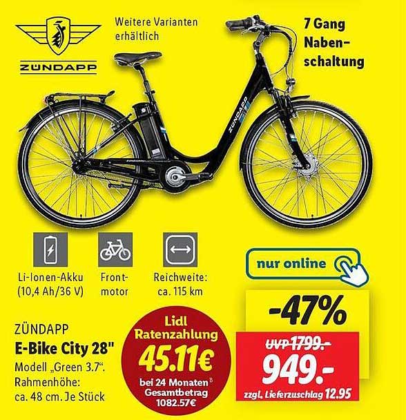 ZÜNDAPP E-Bike City 28" - Modell Green 3.7